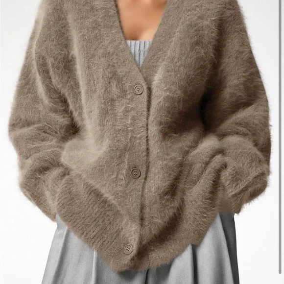 Cozy Brown Women's Cardigan Sweater - Picture 6 of 7